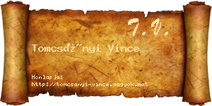 Tomcsányi Vince névjegykártya